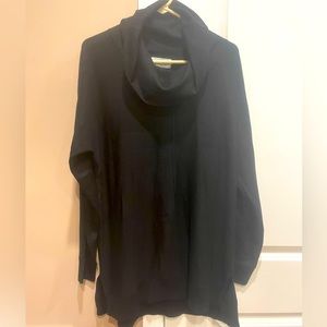 Joan Vass black cowl neck sweater dress XL